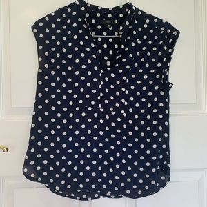 J. Crew navy & white polka dot blouse